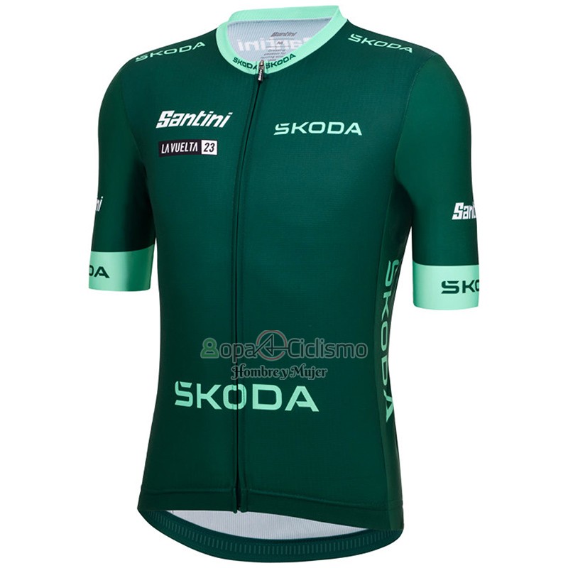Vuelta Espana Ropa Ciclismo Culotte Corto 2022 Hombre Mangas Cortas Verde